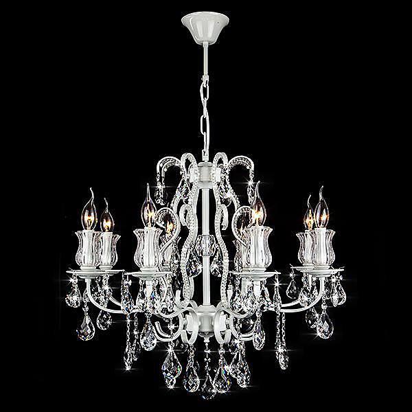 Подвесная люстра Eurosvet Blossom 10077/8 глянцевый белый/прозрачный хрусталь Strotskis