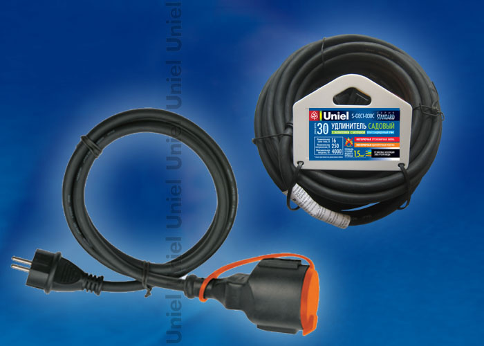 Удлинитель садовый (05681) Uniel Standart 30м с заглушкой S-GEC1-030C