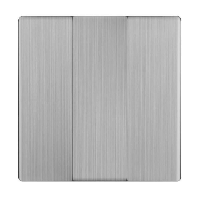 Лицевая панель Werkel выключателя трехклавишного cеребряный рифленый WL09-SW-3G-CP 4690389100345