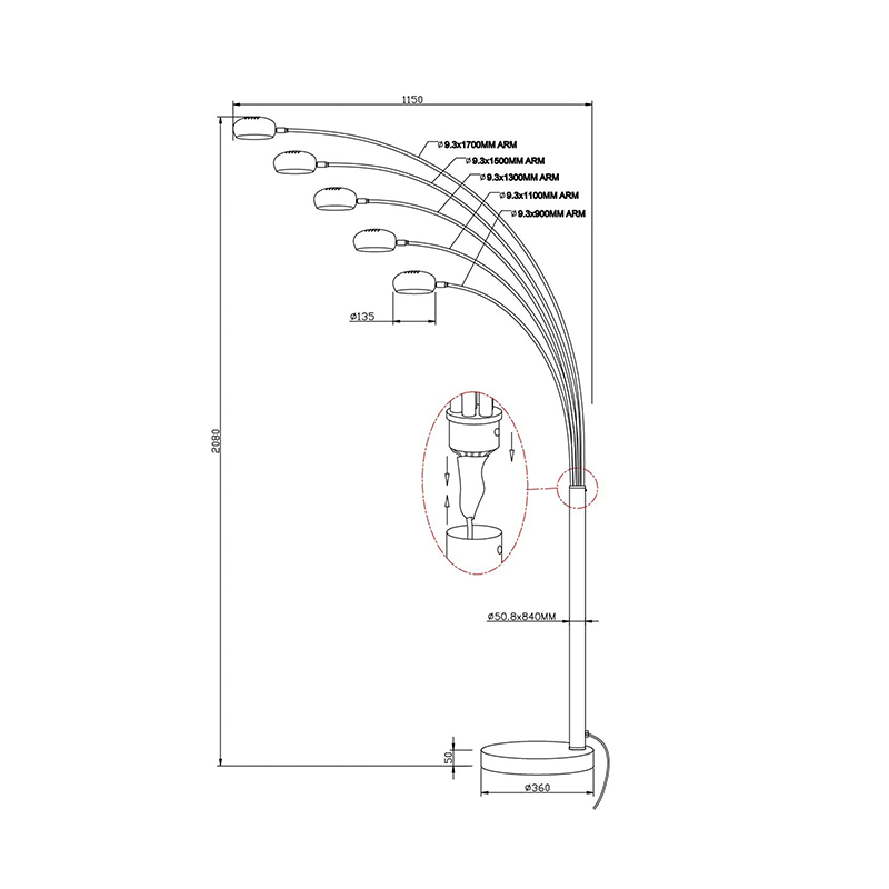 Торшер Zumaline ZODIAC TS-5805-BKBB
