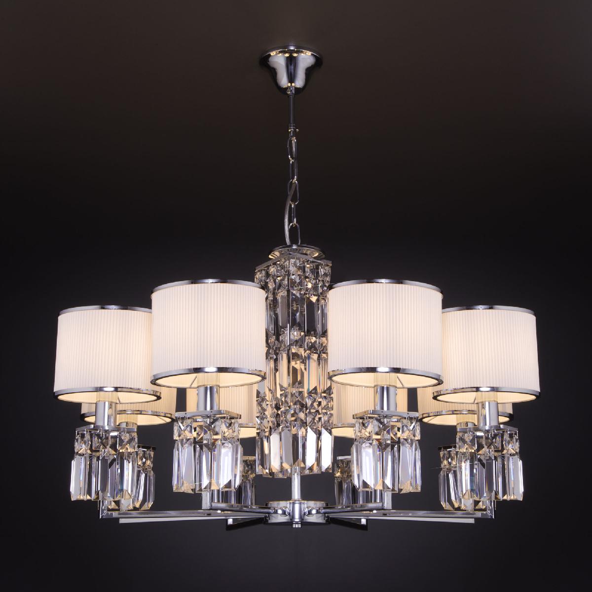 Подвесная люстра Eurosvet Zaffiro 10099/8 хром/прозрачный хрусталь Strotskis (новый абажур)