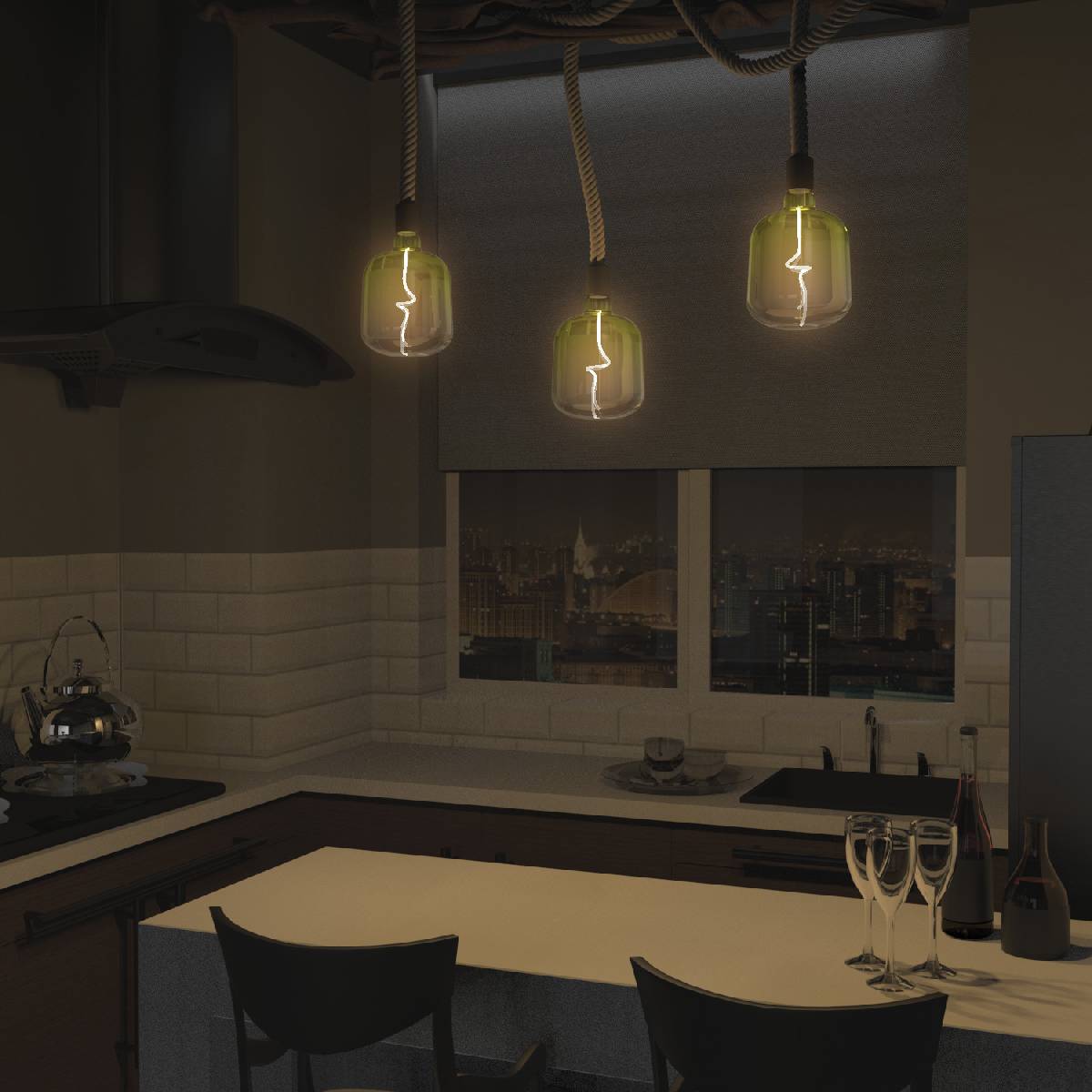 Лампа светодиодная филаментная Gauss E27 5W 1800K зеленая 1009802105