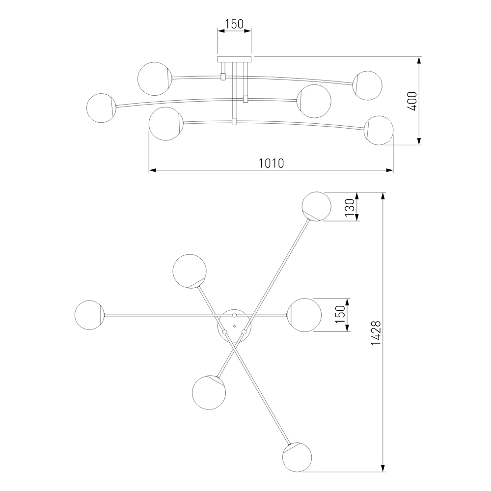 Потолочная люстра Eurosvet Netz 30181/6 черный Smart a062214 в Москве