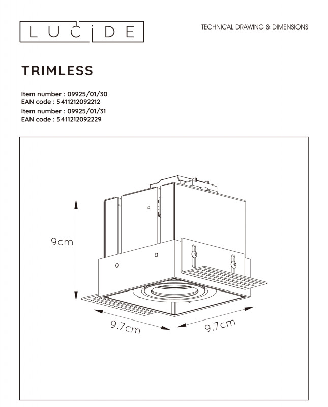 Встраиваемый светильник LUCIDE 09925/01/31