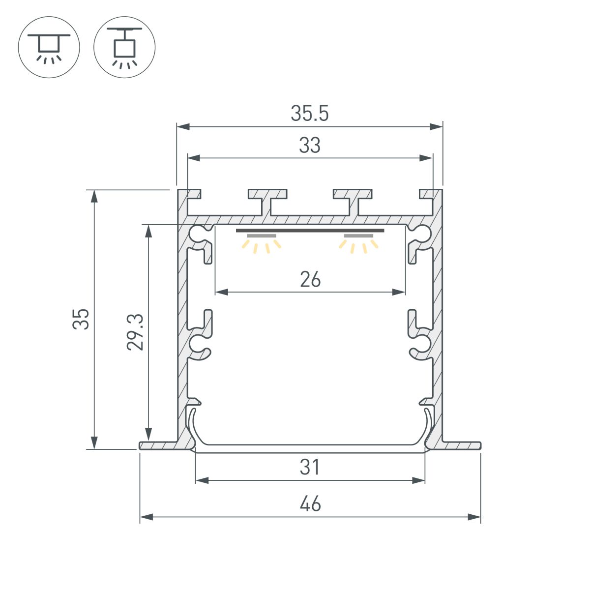 Профиль Arlight LINIA49-F-M-2000 BLACK (Алюминий) 057040