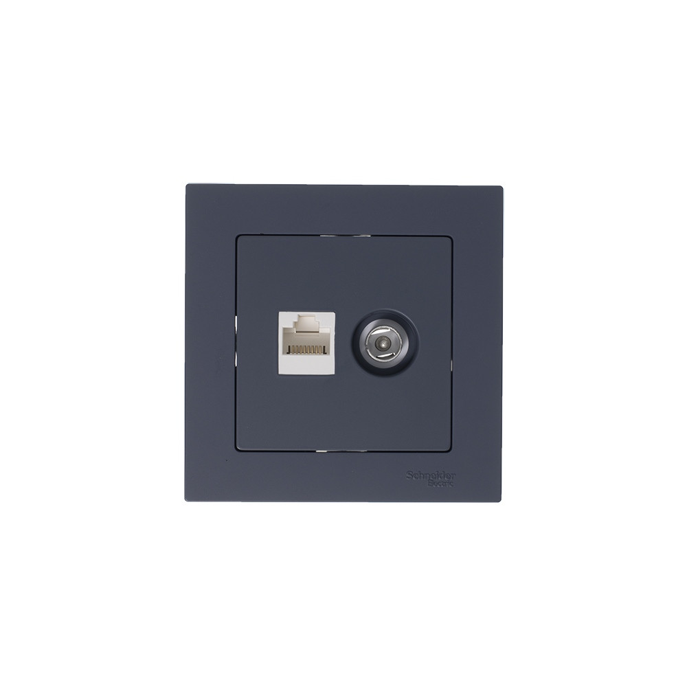 Розетка двойная комп+ТВ, RJ45+TV, кат.5E Systeme Electric AtlasDesign Грифель ATN000789