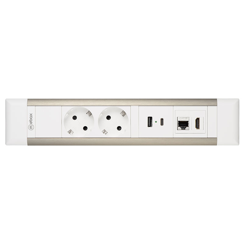 Блок розеток 41T (2 секции, USB + type C + RJ45 + HDMI) Mebax 00-00002594