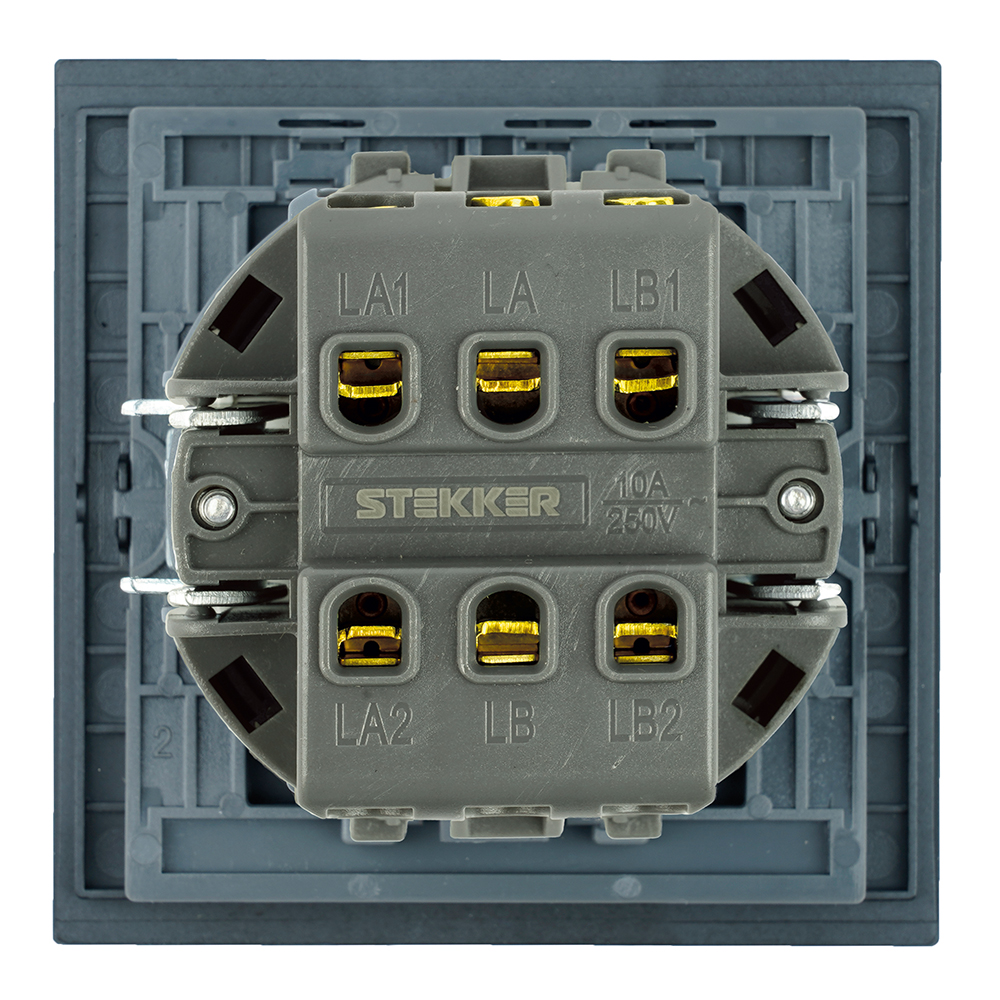 Переключатель перекрестный 1-клавишный (механизм) Stekker Мия 250В 10А RSW10-3110-05 черный бархат 50571