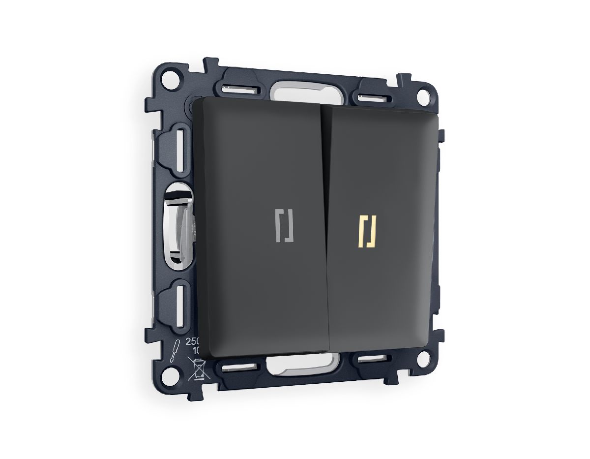 Комплект механизма 2-кл выключателя с подсветкой Ambrella Volt Alfa MA904010