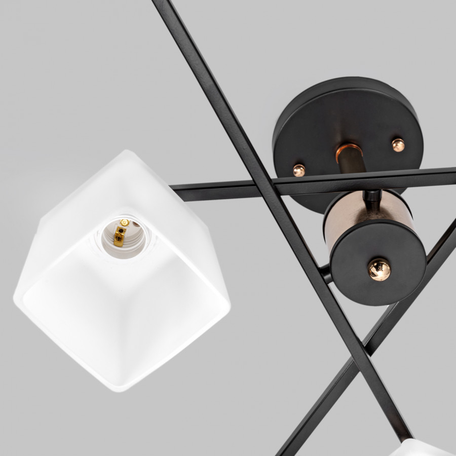 Люстра на штанге IMEX MD.4080-6-S-BK+FGD