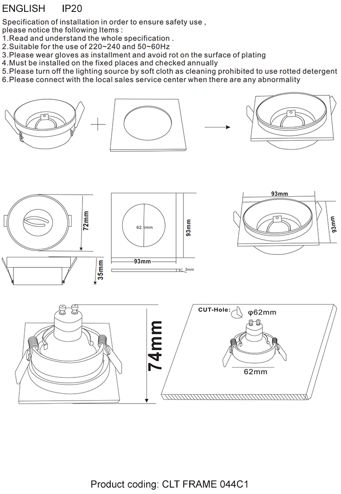 Декоративная рамка для светильника Crystal Lux CLT FRAME 044C1 BL