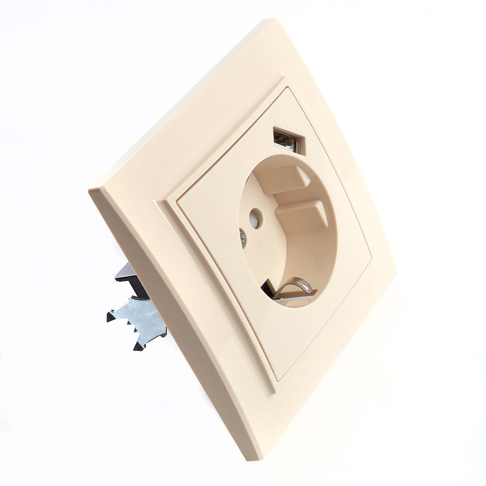 Розетка 1-местная Stekker PST16-9011-02 с защитной шторкой и с USB 39237