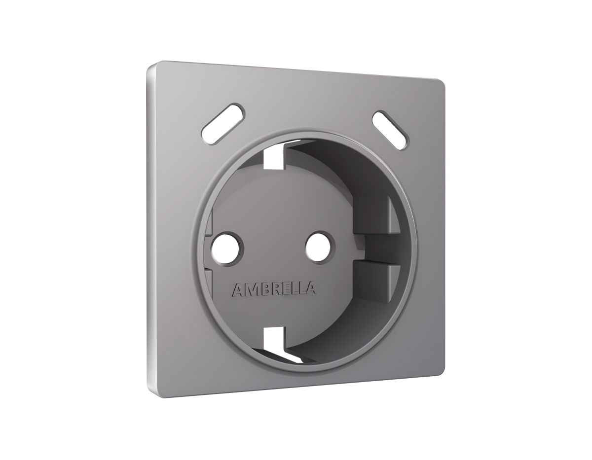 Лицевая панель Alfa (Сталь матовый) для электрической розетки с/з со шторками 2USB C+C Quant Ambrella Volt AP5105