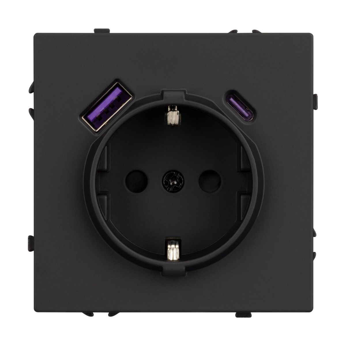 Розетка зк со шторками с USB тип А+С софт-тач черный оникс Arlight SCT-MUAC-SFPL-BK (250V, 16A) 054285(1)