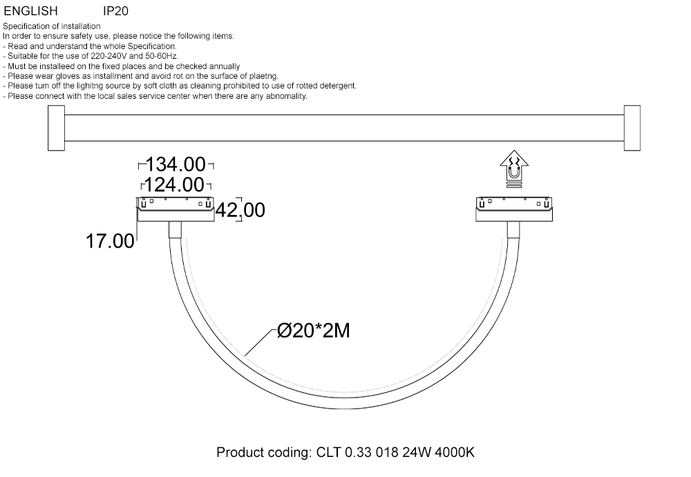 Трековый магнитный светильник Crystal Lux CLT 0.33 018 24W BL 4000K