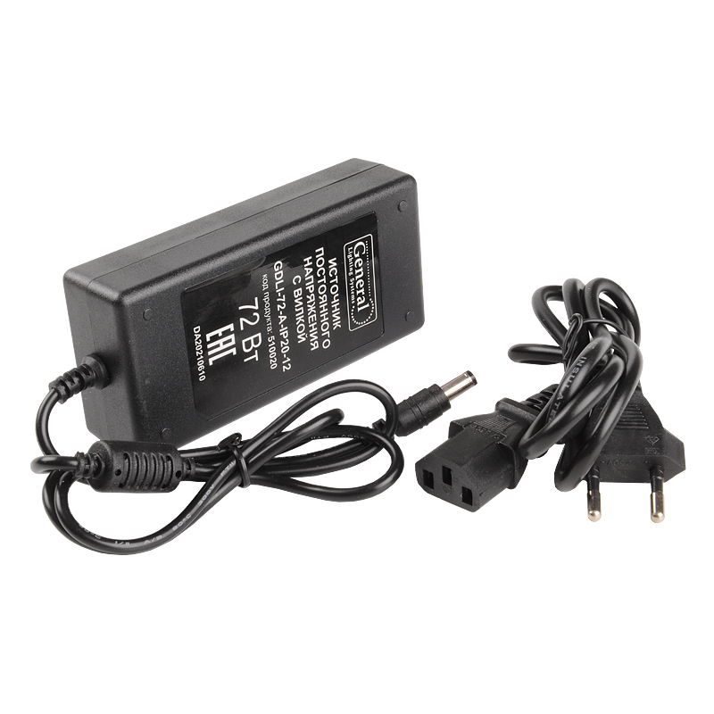 Источник постоянного напряжения с вилкой General GDLI-72-A-IP20-12 510020