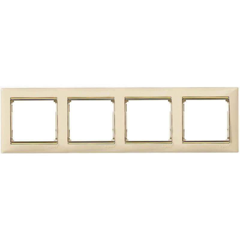 Рамка 4-постовая Legrand Valena слоновая кость/золотой штрих 774154