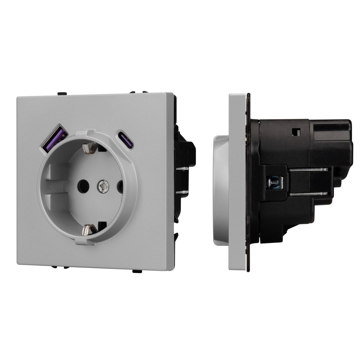 Розетка зк со шторками с USB тип А+С софт-тач никель Arlight SCT-MUAC-SFPL-IS (250V, 16A) 059445(1)