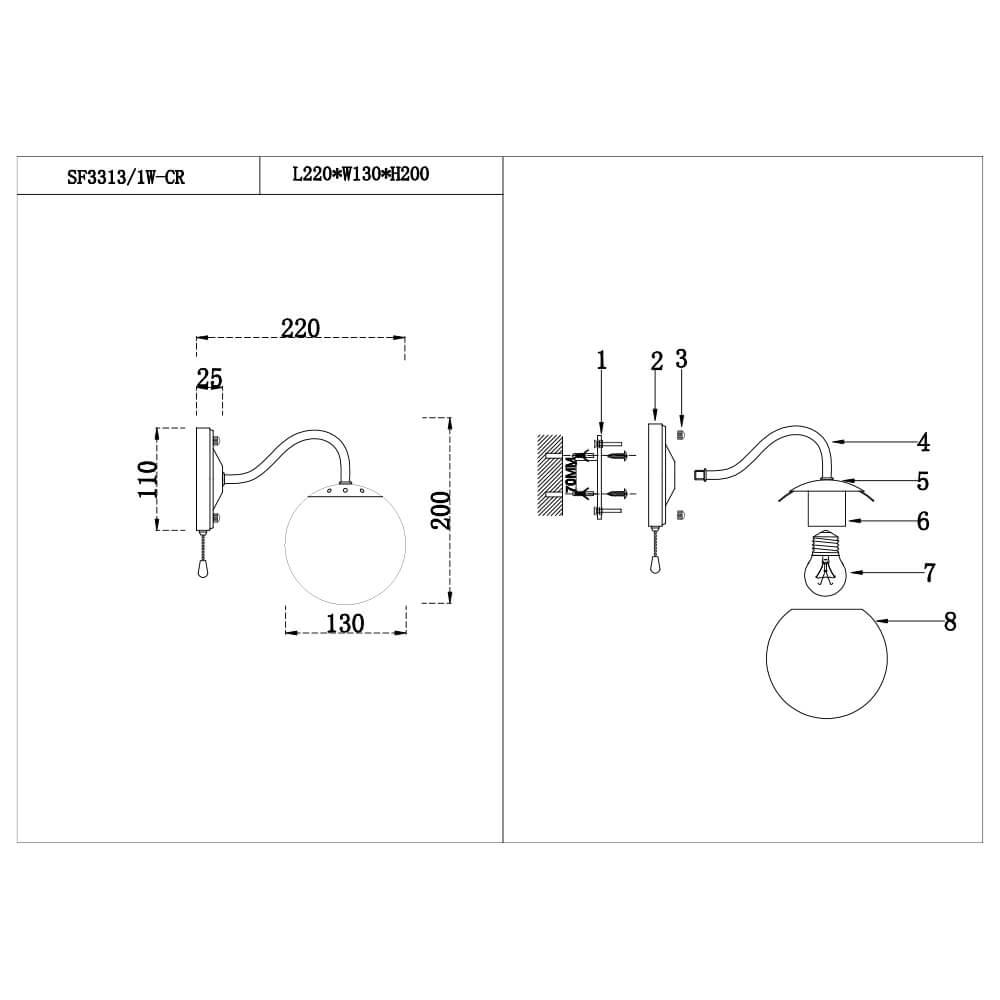 Бра Seven Fires Trevi SF3313/1W-CR