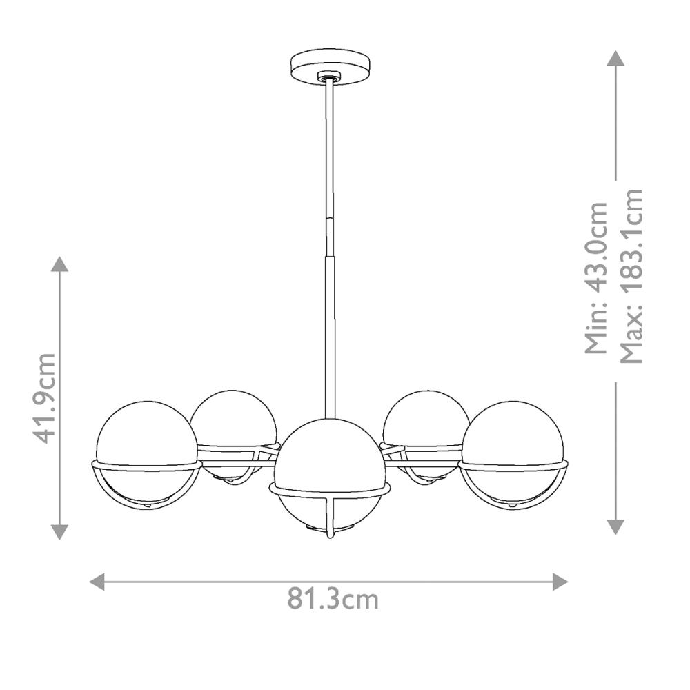 Люстра на штанге Feiss Apollo (fe) FE-APOLLO5-PN