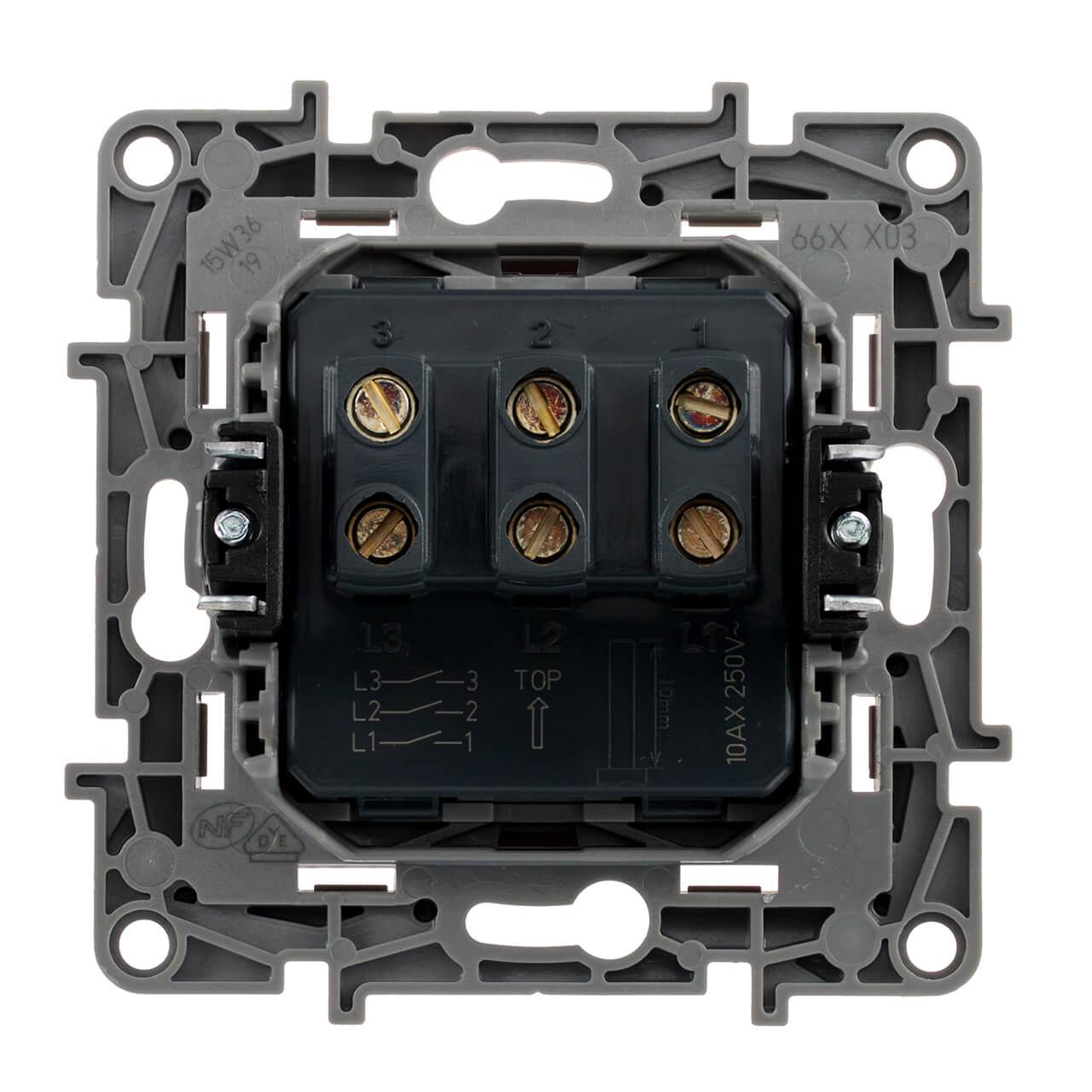 Выключатель трехклавишный Legrand Etika 10A 250V антрацит 672613