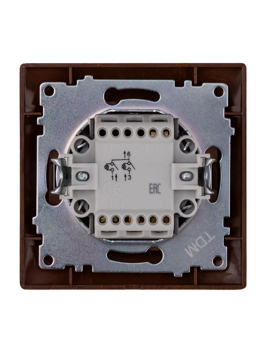 Выключатель двухклавишный с подсветкой Лама TDM Electric SQ1815-0405