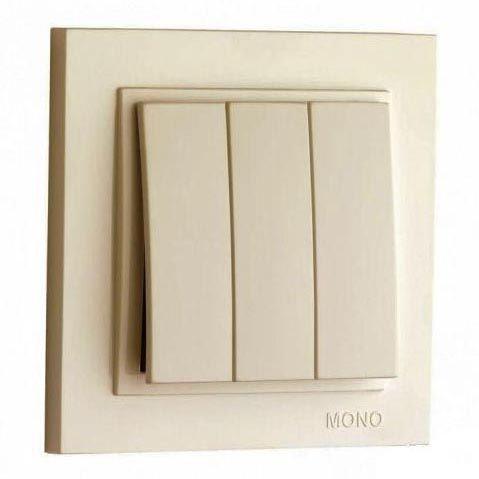 Выключатель трехклавишный Mono Electric Despina 10А 250В крем 102-170022-114