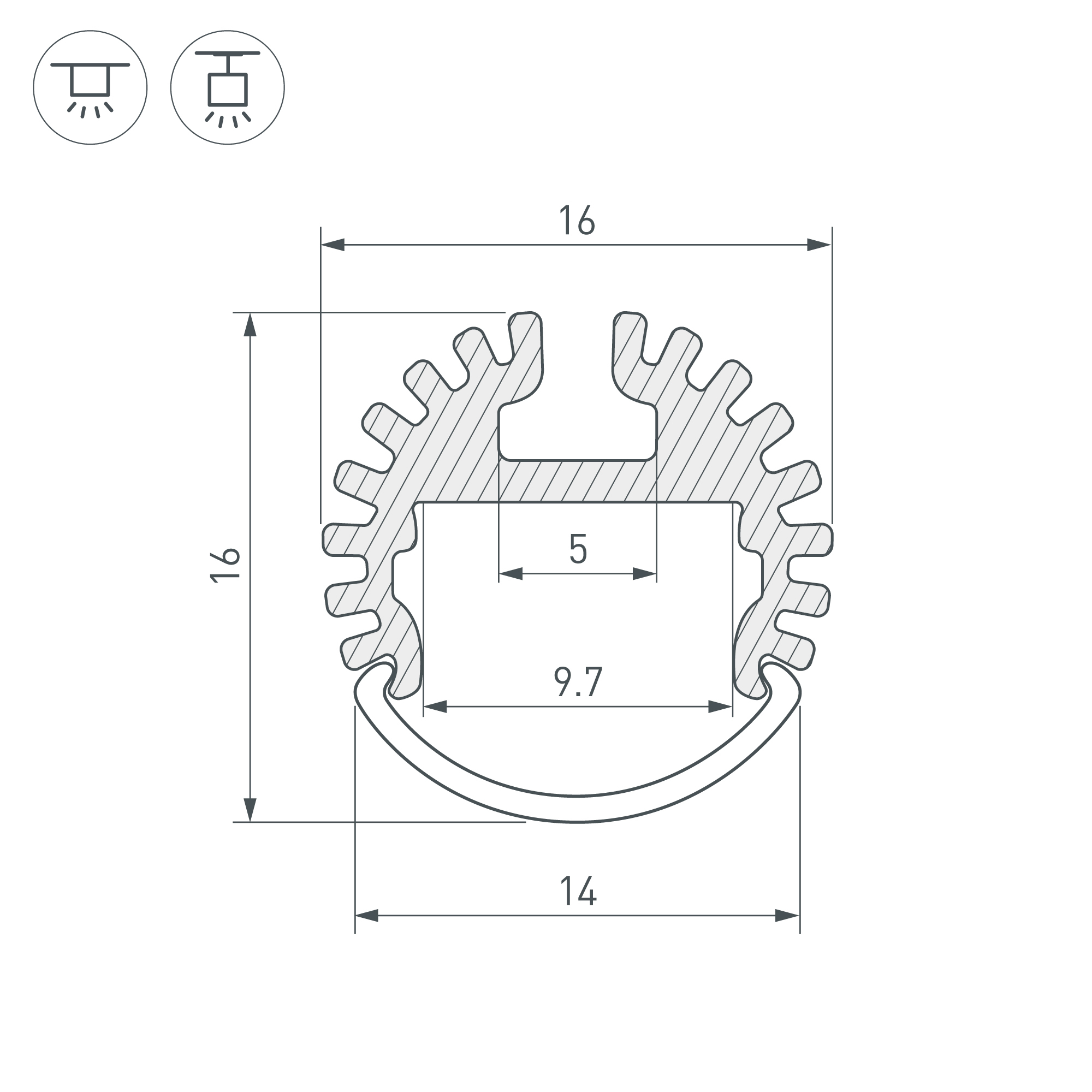 Алюминиевый профиль Arlight ARH-ROUND-D16-2000 ANOD 039217