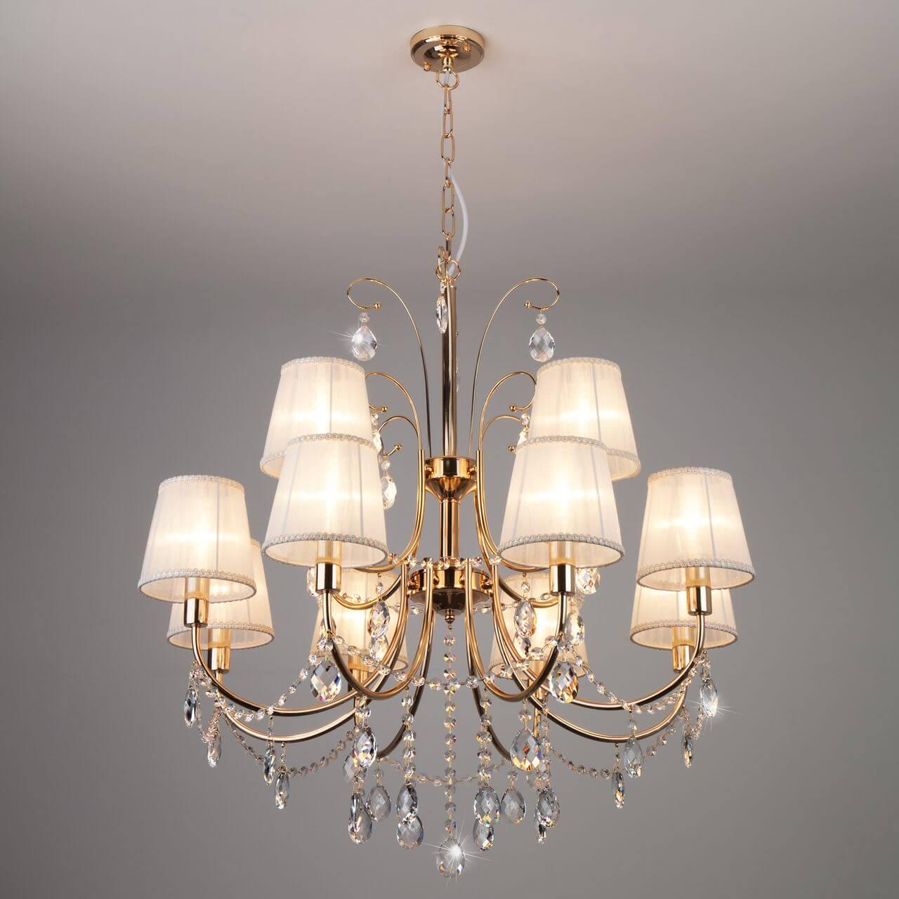 Подвесная люстра Eurosvet Emiliana 10087/12 золото/прозрачный хрусталь Strotskis