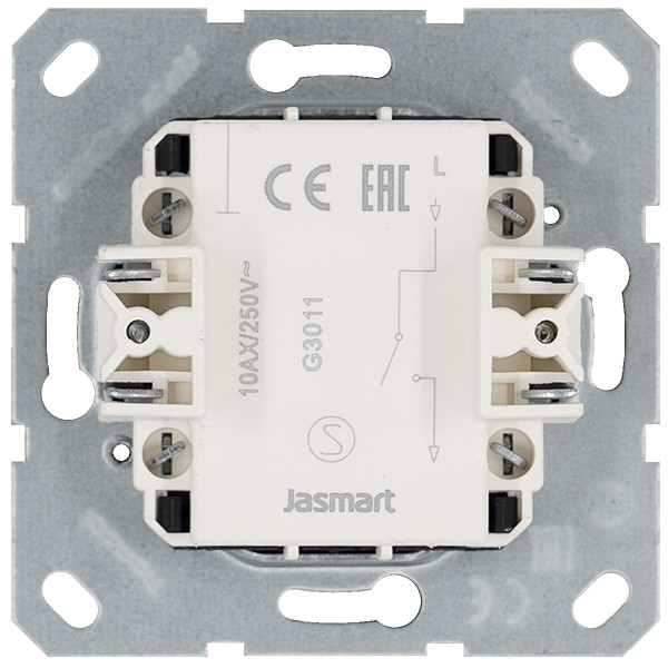 Выключатель одноклавишный Jasmart 10A 250V с накладкой G3011T