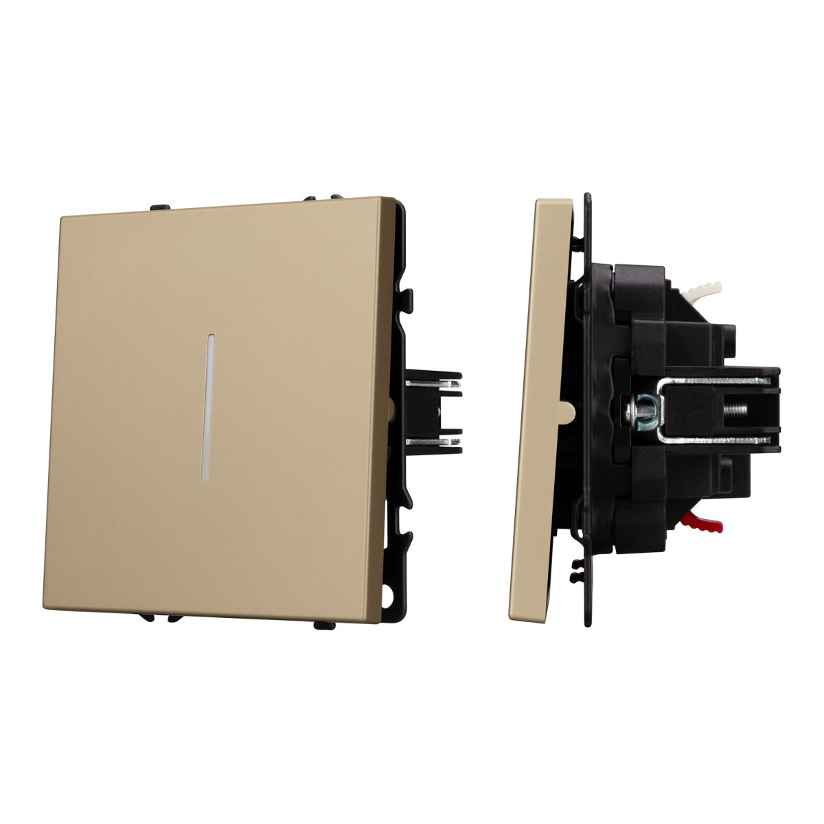 Механизм выключателя одноклавишный проходной Arlight LED SWT-NOBE-MKP1-SFPL-L-GD (230V, 10A) 054262