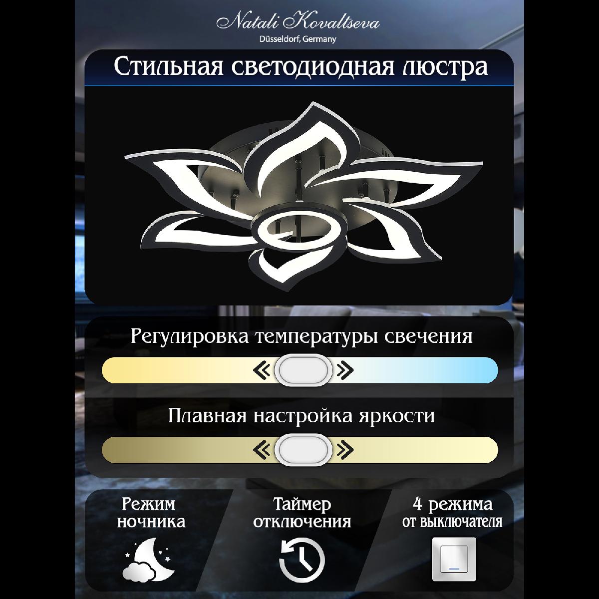 Потолочная люстра Natali Kovaltseva Olimp HIGH-TECH LED LAMPS 82020 BLACK