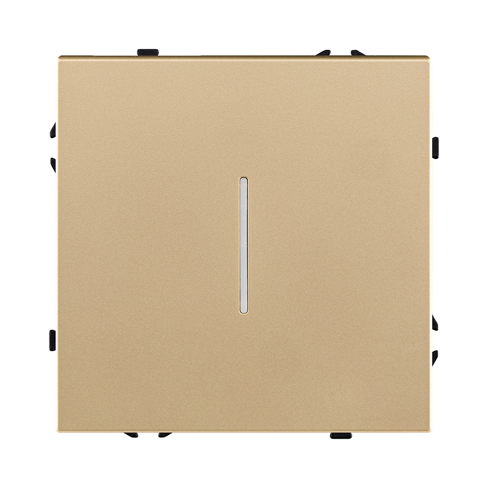 Выключатель кнопочный 1-клавишный 10А/250В с LED подсветкой, золотой Kollinger Eclipse EC-012GD