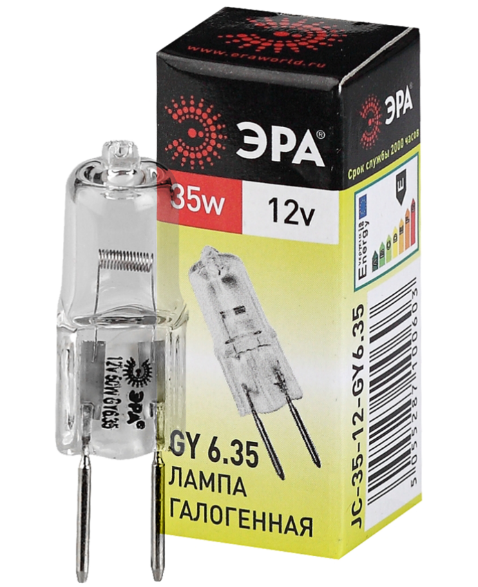 Лампа галогенная Эра GY6.35 50W 3000K GY6.35-JC-50W-12V Б0062061