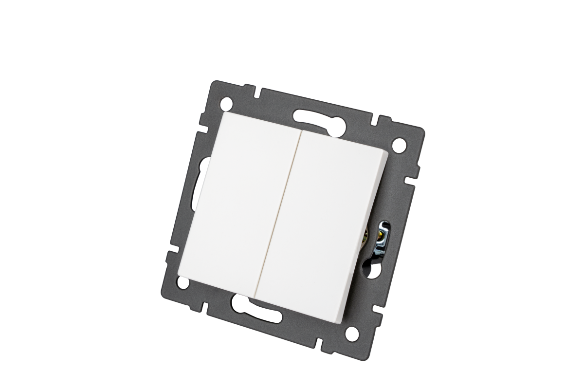 Механизм выключателя двухклавишный самовозвратный Arlight SWT-MKR2-PL-WH-V (250V, 10A) 049883