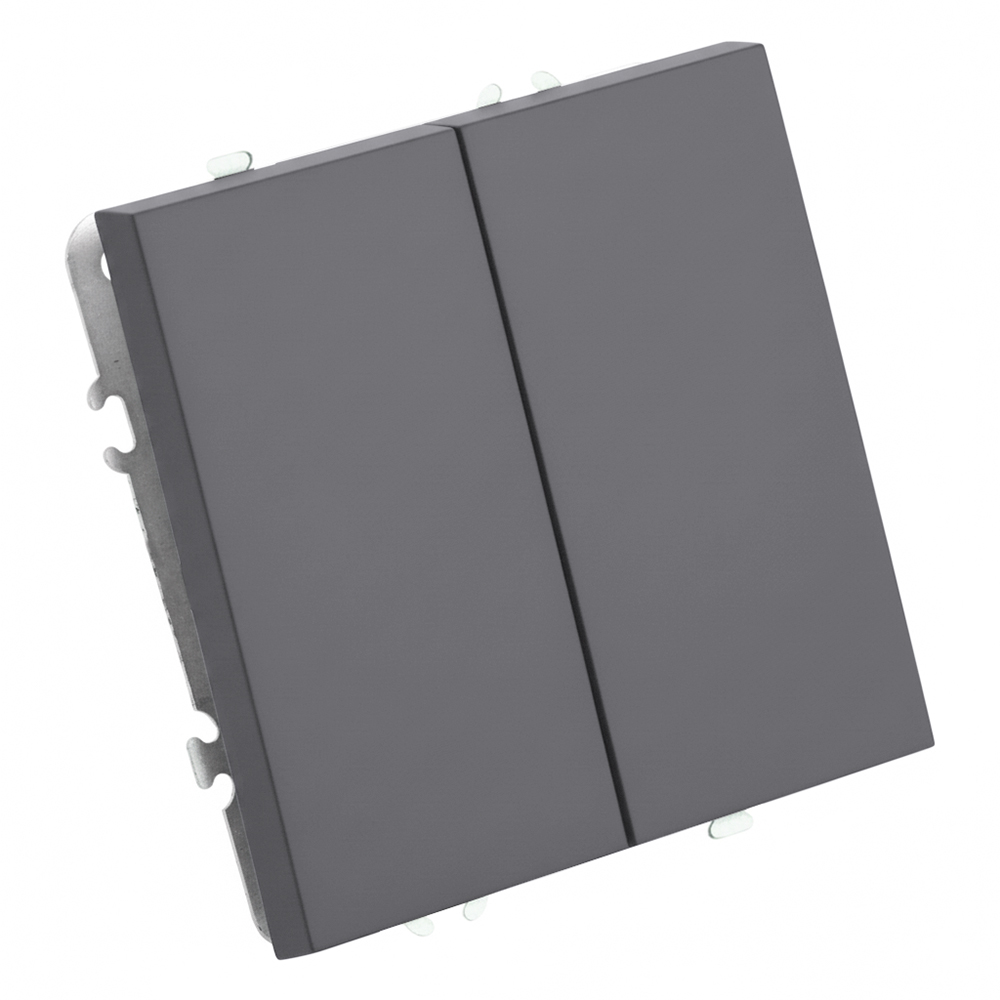 Выключатель 2-клавишный (механизм) СЗК Stekker Эмили 250В 10АRSW10-5104-10ZK платиново-серый soft touch 50239