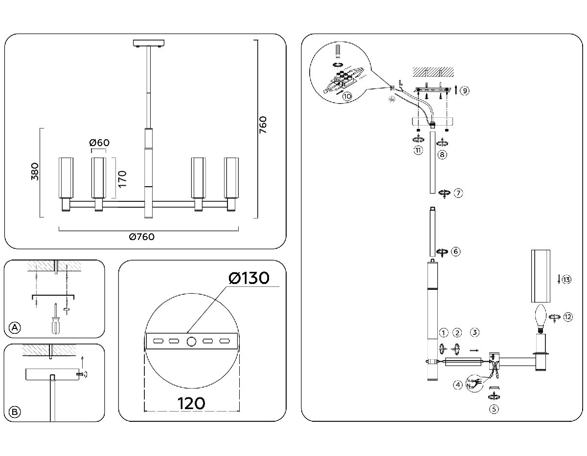 Люстра на штанге Ambrella Light High Light Heigh Light LH55503