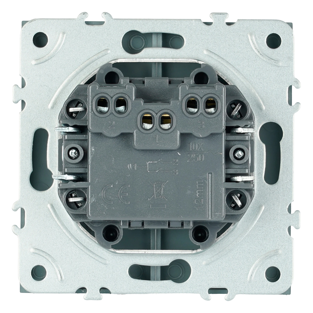 Выключатель 2-клавишный самовозвратный (механизм) Stekker Эмили 250В 10А RSW10-5113-10 платиново-серый soft touch 50329