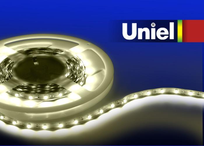 Светодиодная лента (04911) Uniel 4,8W/m 60LED/m 3528SMD теплый белый 5М ULS-3528-60LED/m-8mm-IP33-DC24V-4,8W/m-5M-WW