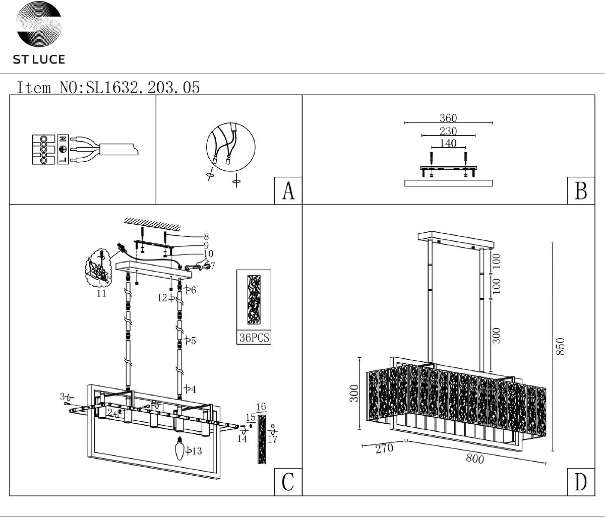 Подвесная люстра ST Luce Mira SL1632.203.05