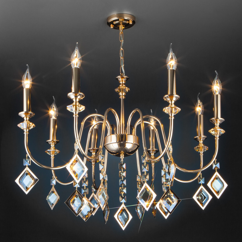 Подвесная люстра Eurosvet 10110/8 золото/тонированный хрусталь Strotskis