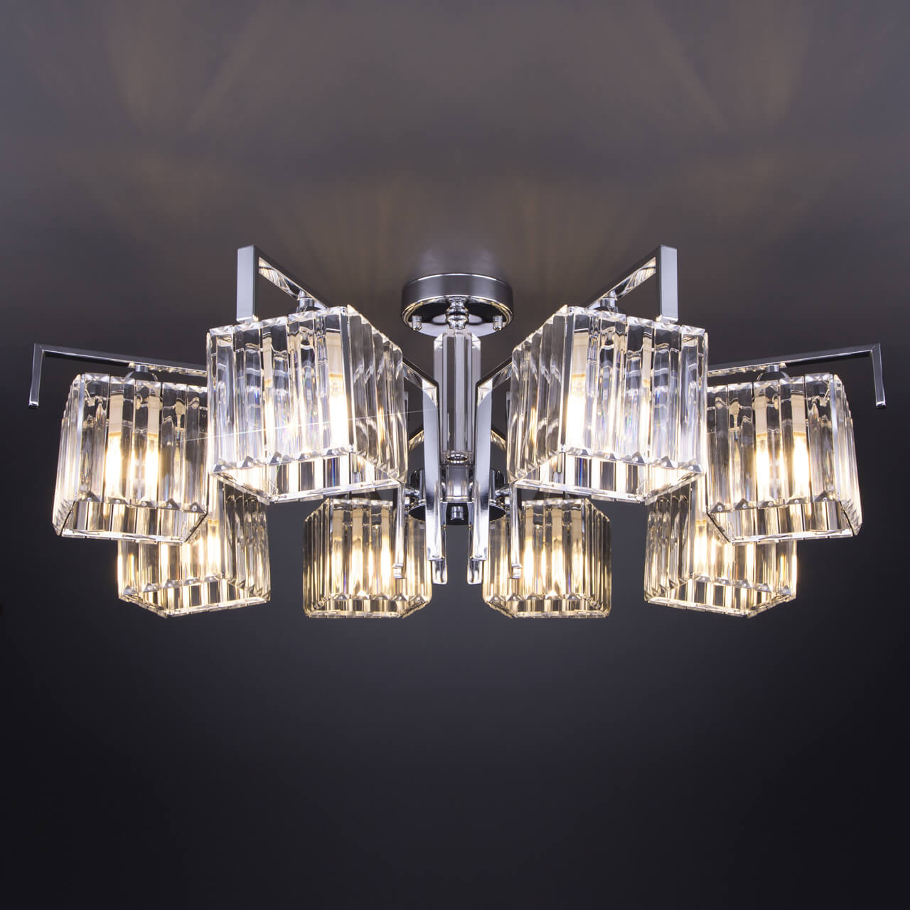 Потолочная люстра Eurosvet April 10126/8 хром/прозрачный хрусталь Strotskis Smart (10117/8)