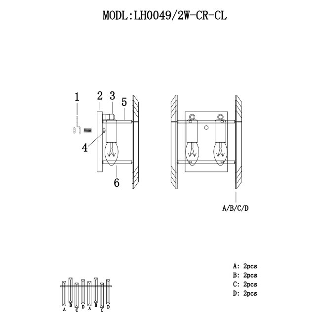 Настенный светильник Lumien Hall Laurina LH0049/2W-CR-CL