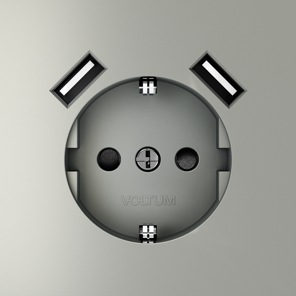 Розетка с USB, А+А Voltum S70 VLS040405 (сталь)