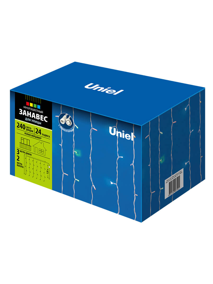 Уличная светодиодная гирлянда Uniel занавес 220V разноцветный ULD-C2030-240/TWK MULTI IP67
