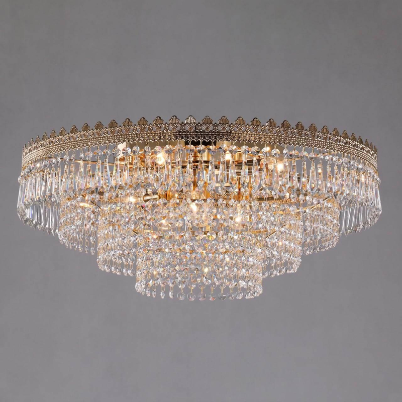Потолочная люстра Eurosvet Diadema 10078/10 золото/прозрачный хрусталь Strotskis