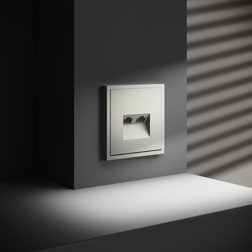 Розетка компьютерная двойная Voltum S70 VLS060205 (сталь)