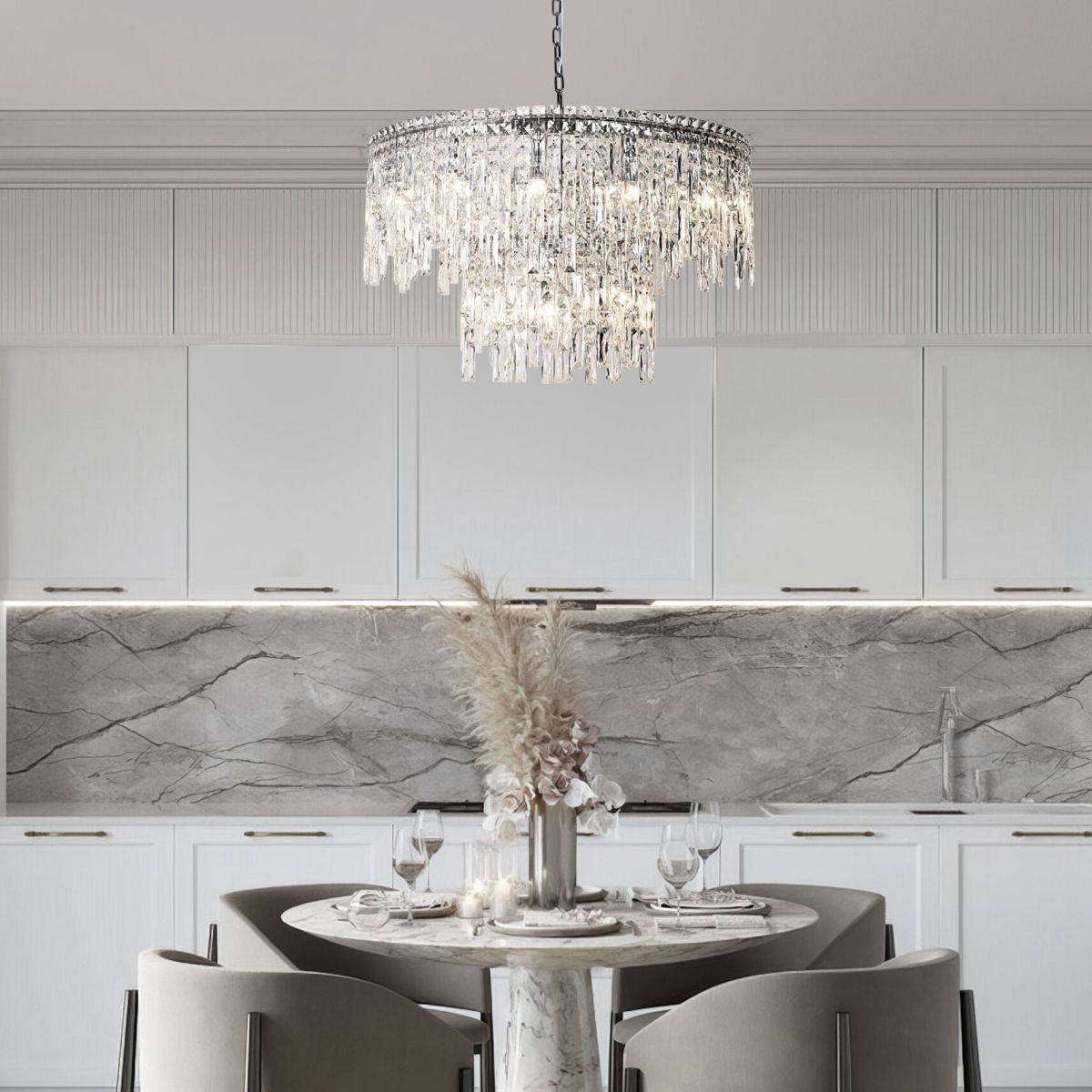 Подвесная люстра Eurosvet Blitz 60160 хром/ прозрачный хрусталь Strotskis Smart a065324