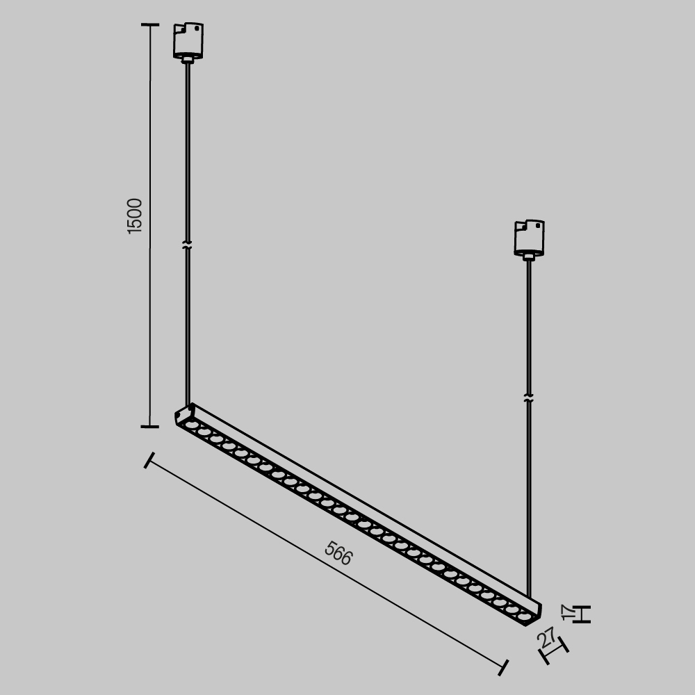 Трековый подвесной магнитный светильник Maytoni Points TR169-1-26W3K-M-B