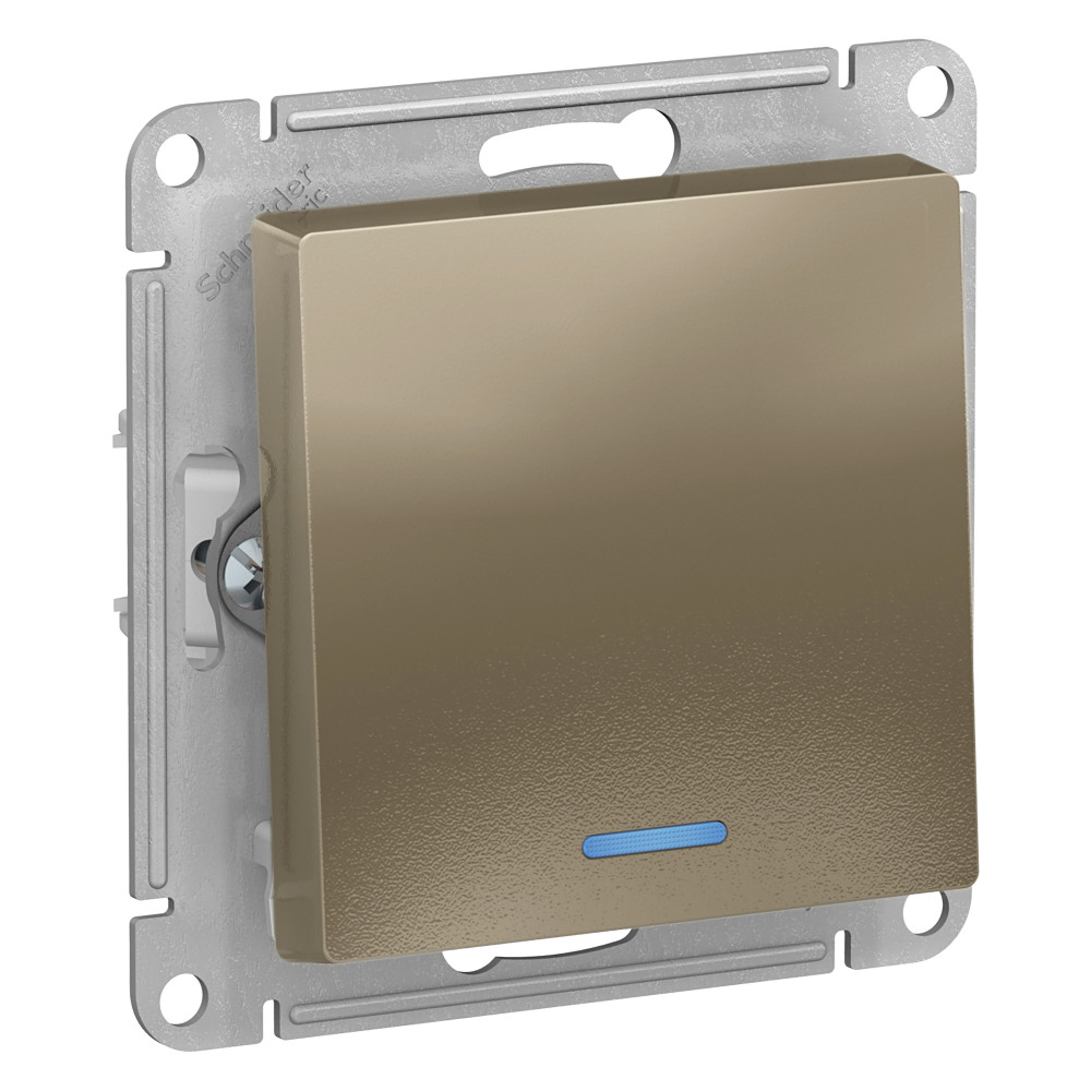 Выключатель 1-клавишный с подсветкой, сх.1а, 10АХ Systeme Electric AtlasDesign Шампань ATN000513